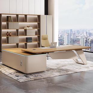 CEO总裁桌简约现代老板办公桌轻奢高级董事长大班台办公室桌椅组