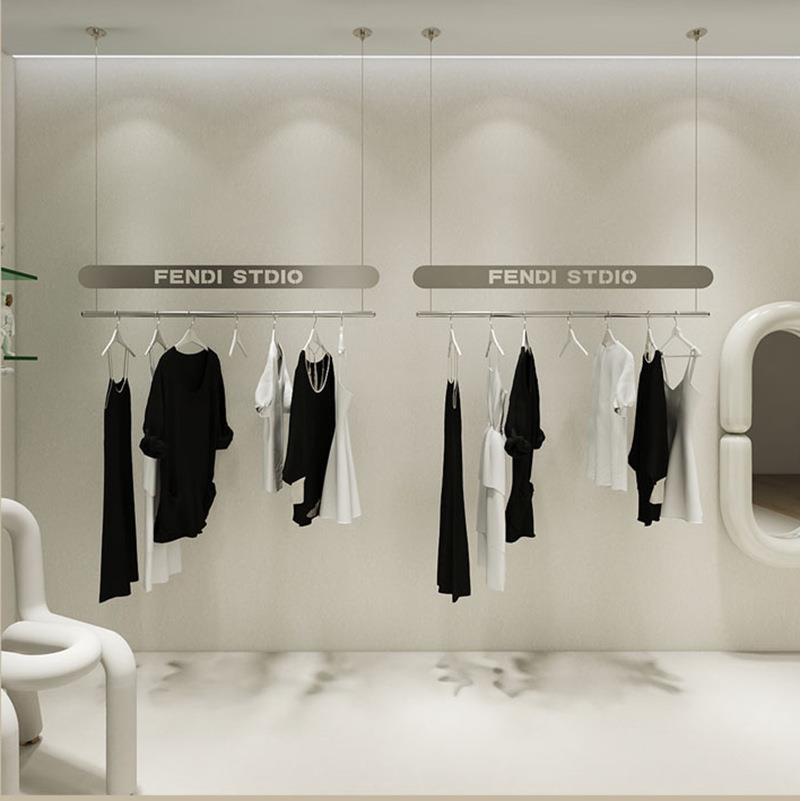 服装店展示架落地陈列架童装店货架商场男女装店不锈钢吊架挂衣架