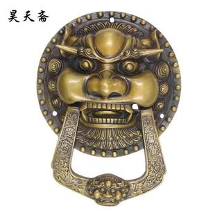 昊天斋新中式古典大门铜门环仿古拉手兽头俯首五金家具配件