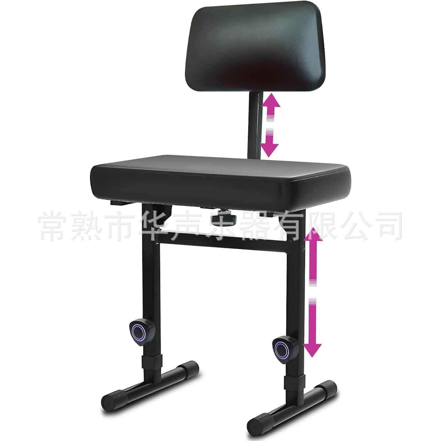 黑色机械调节支架升降钢琴凳可调节凳子音乐钢琴键盘凳椅带靠背带