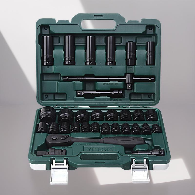 气动32件套风动套筒棘轮扳手组合万用随车汽车维修工具箱修车工具