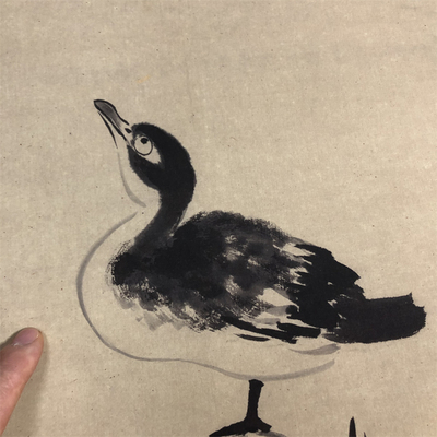 明 八大山人(朱耷)鸭图 仿古名家水墨鸭子花鸟国画高清微喷装饰画