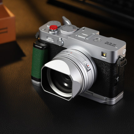 【XE5新款】号歌39mm用于富士XF23mm f2.8镜头方形金属遮光罩XE5套机镜头XF27mm F2.8 R WR镜头复古配件带盖