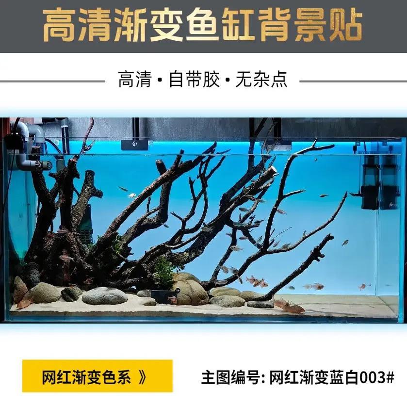 鱼缸背景贴纸渐变色网红壁纸水族箱缸加厚贴画高清缸外贴鱼缸装饰