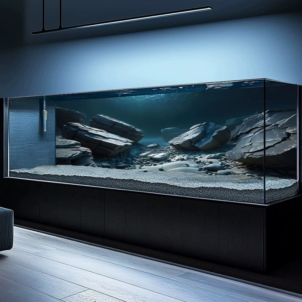 3d立体高清图5d水族箱正胶壁纸溪流缸岩石造景装饰画鱼缸背景贴纸