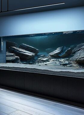 3d立体高清图5d水族箱正胶壁纸溪流缸岩石造景装饰画鱼缸背景贴纸