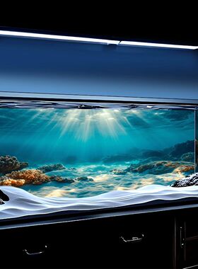 高清定制正胶外贴鱼缸深海海底水族箱造景壁纸3d立体贴画背景贴纸