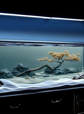 5D壁纸3d立体水族箱壁纸正胶国风微景观ai新款鱼缸背景贴纸8K高清