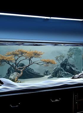 5D壁纸3d立体水族箱壁纸正胶8K高清国风微景观ai新款鱼缸背景贴纸