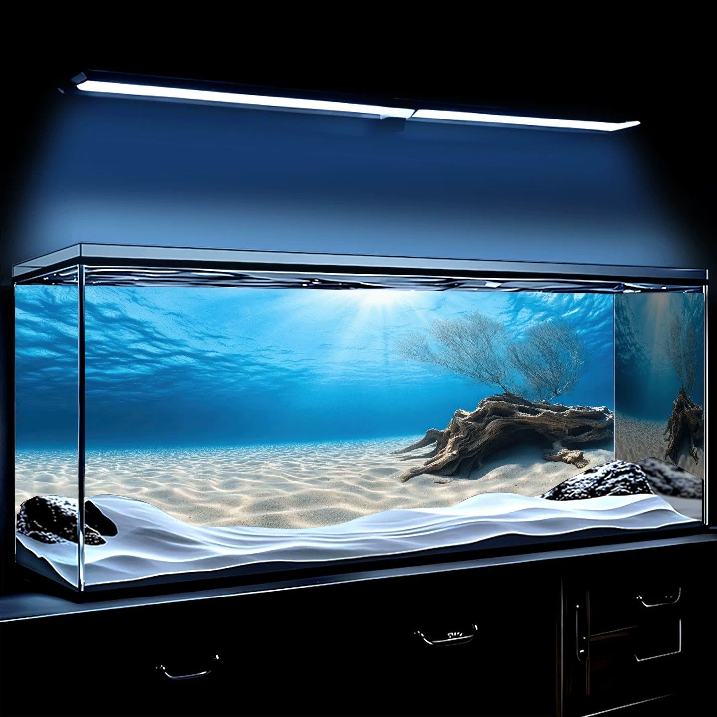 3d壁纸生态溪流缸造景正胶装饰贴画鱼缸背景专用贴纸5d立体高清图