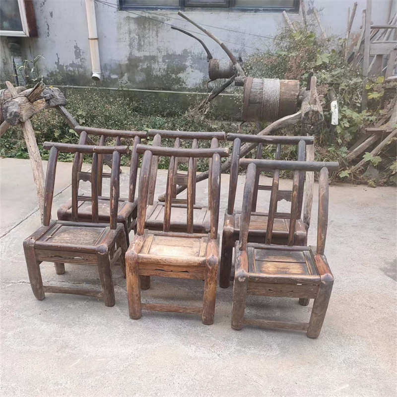 怀旧老物件老式农村榆木老椅子小板凳复古旧家具收藏民俗展示摆件
