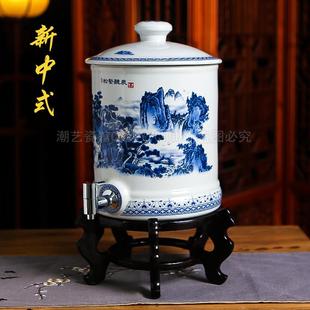 开水凉水壶耐热 陶瓷冷水壶储水罐带龙头家用泡茶壶大容量储水罐装