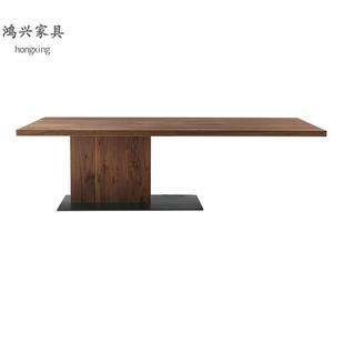 极简办公桌进口胡桃木长方形简约桌子家用 北美黑胡桃餐桌现代意式