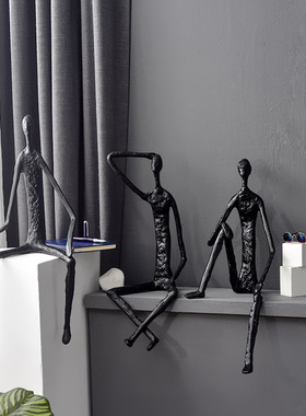 现代合金抽象人物雕塑样板间艺术作品创意家居客厅玄关铁艺摆件