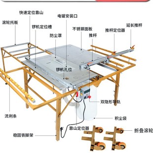 多功能木工专用推台锯 无尘子母锯 家装装修切板精密锯台实木无刷