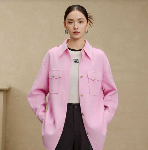 【添添粉丝专属】曼德诗纯色毛呢外套2025冬季新款绵羊毛混纺保暖