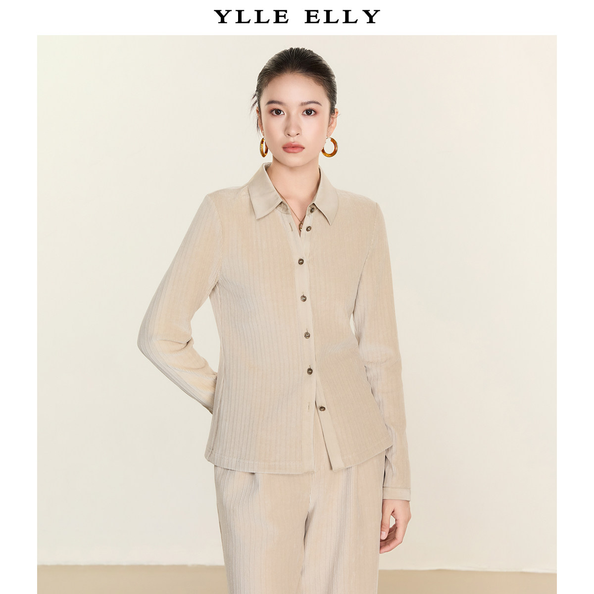 【廖廖粉丝专享】YLLE ELLY简约百搭灯芯绒衬衫2