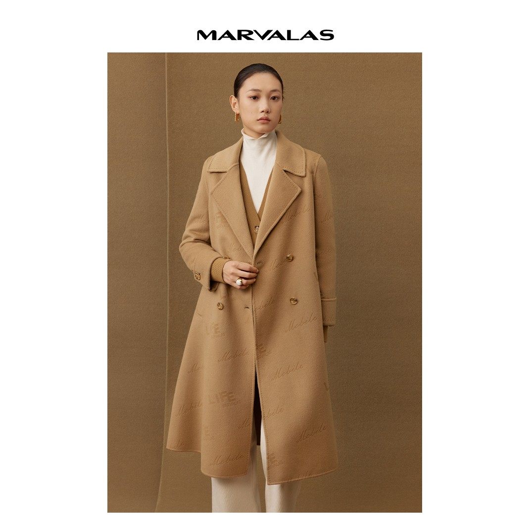 【廖廖粉丝专属】【商场同款】曼德诗全羊毛大衣字母压印双面毛