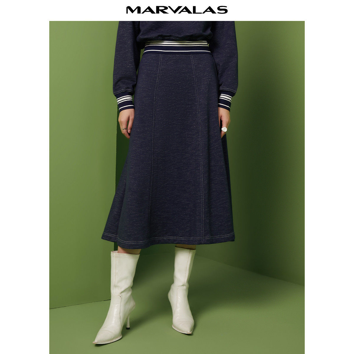 【粉丝专属】半身裙女秋季高腰大摆a字中长裙复古垂感气质裙子M23