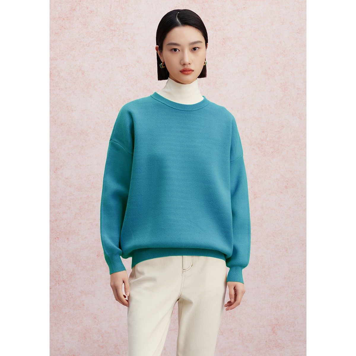 【廖廖粉丝专属】曼德诗加厚针织卫衣保暖阔版套头毛