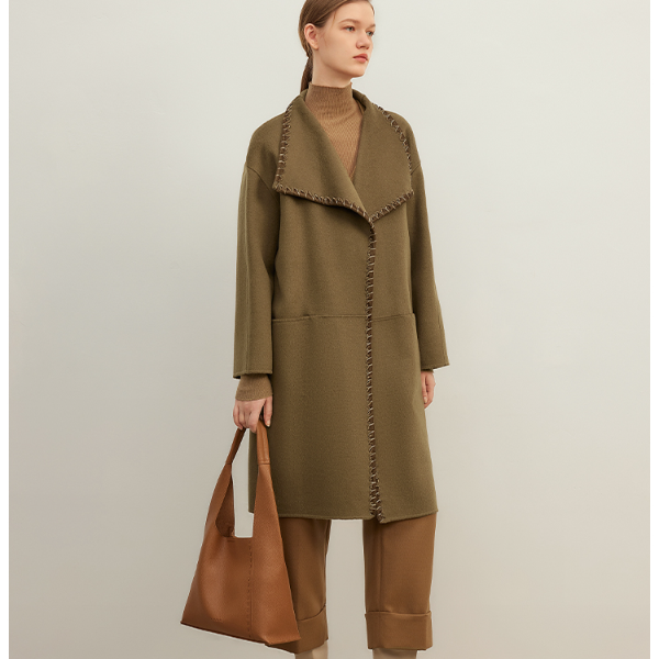 【粉丝专属】曼德诗全羊毛大衣女时尚双面呢中长款外套Y426302522