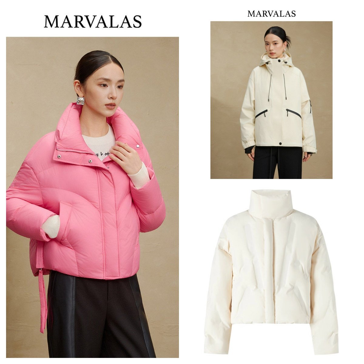 【廖廖粉丝专享】曼德诗短款羽绒服2025冬季新款时尚立领设计面包