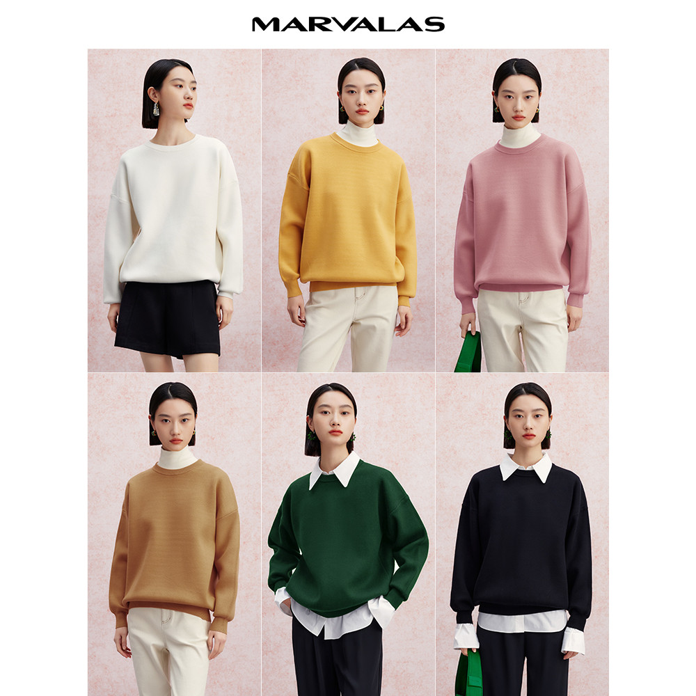 【廖廖粉丝专享】多色针织冬季新品套头圆领毛衣温暖简约卫衣