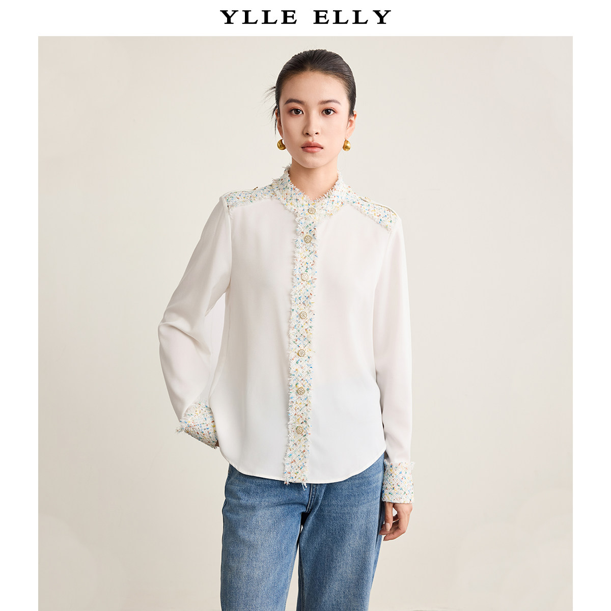【廖廖粉丝专属】YLLE ELLY小香风衬衫女2024秋