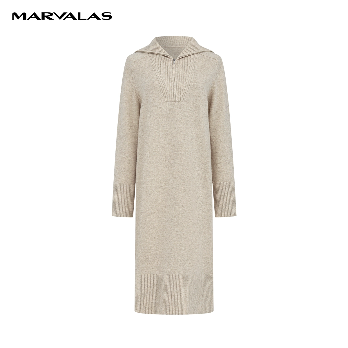 【粉丝专属】【商场同款】曼德诗翻领连衣裙2023冬季新款亲肤全羊