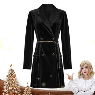 M534305943曼德诗醋酸丝绒连衣裙秋季 专柜同款 纯 呼呼专享