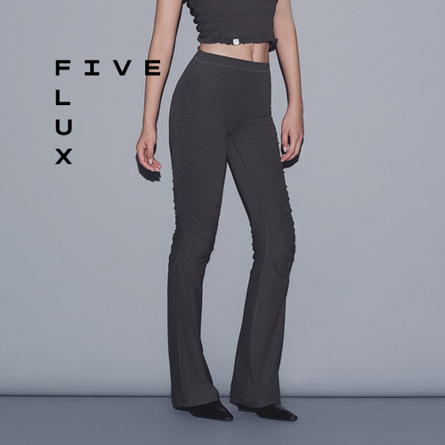 FIVE FLUX URBAN系列2026夏季新款中高腰显瘦喇叭裤薄款休闲裤女