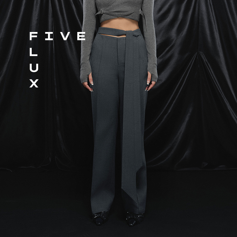 FIVEFLUX直筒绑带休闲长西裤