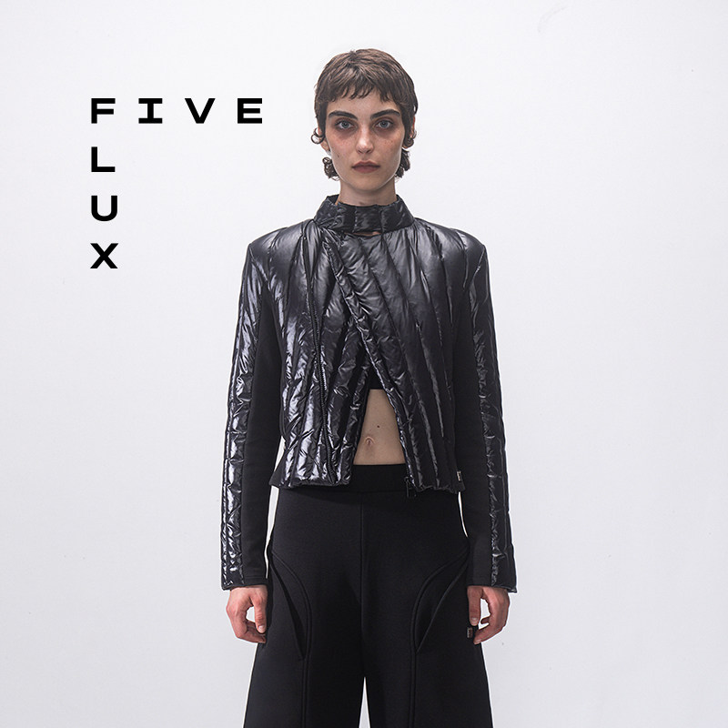 FIVE FLUX URBAN系列2026新款斜纹收腰轻羽绒服白鹅绒短款外套女