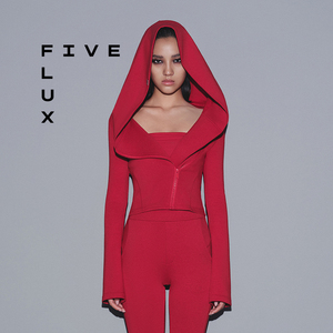 FIVE FLUX URBAN系列拉链连帽卫衣女秋冬短款修身薄外套上衣