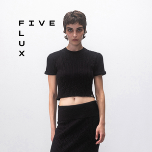 FIVE FLUX URBAN系列2026新款短袖圆领针织衫时尚修身t恤女士上衣