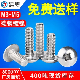 厂家镀镍十字扁圆头螺丝M3蘑菇头小螺钉TM十字大扁头机牙螺丝