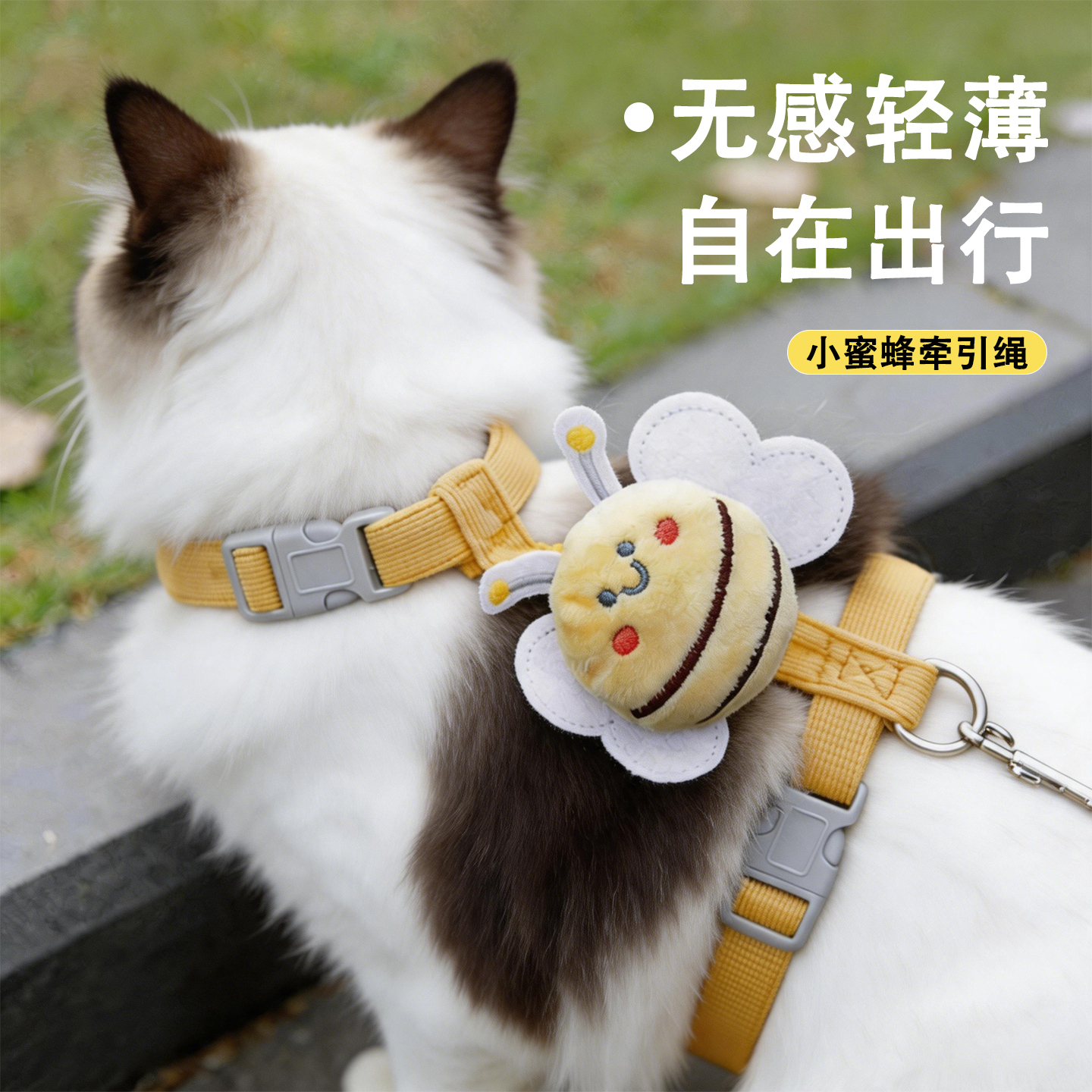 猫咪挣脱牵引绳防外出专用宠物兔子背心遛猫专用溜小猫链子猫绳子