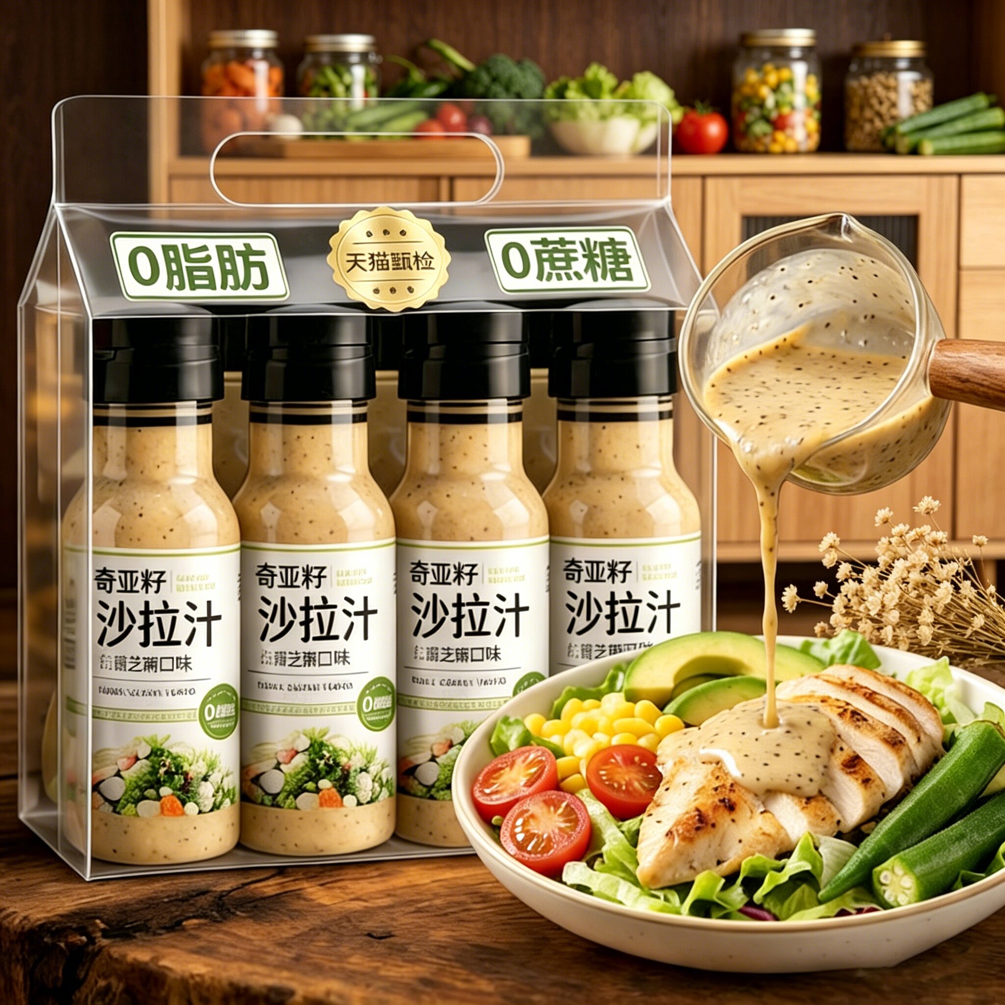 丘比沙拉酱0脂肪0糖蔬菜水果专用奇亚籽无添加剂酱料官方旗舰店