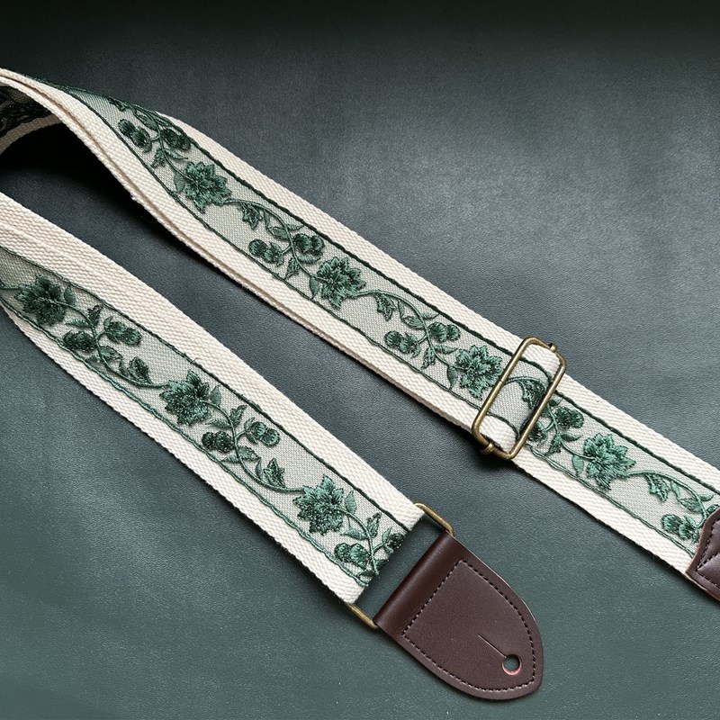 GIGFORU复古绿蕾丝手工通用吉他背带贝斯背带GUITAR STRAP