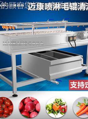 康供应冬桃毛辊清洗机 桃清实喷淋清洗机 迈设不NUM锈钢毛木果洗