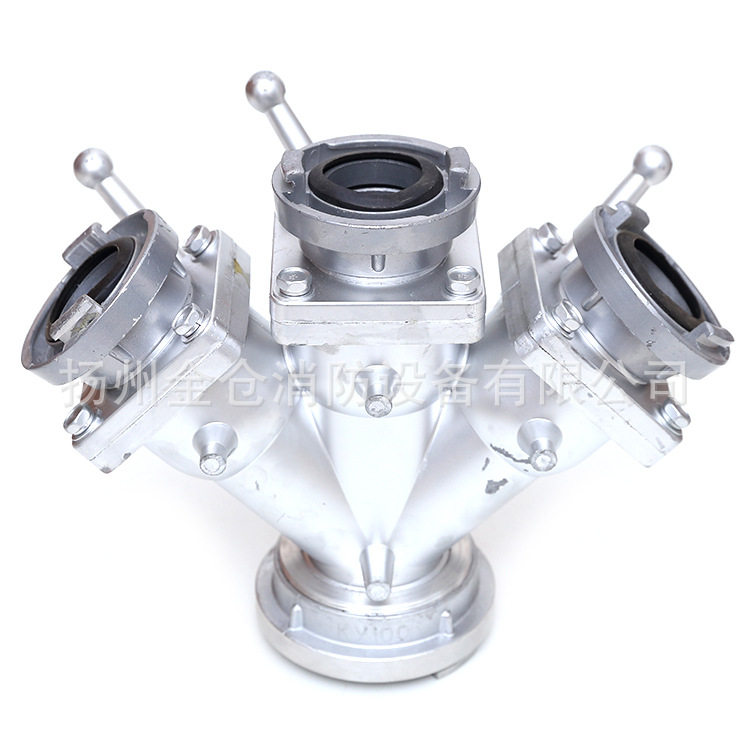 消防车用分水器 80转65三分水器 消防水带三通分路 卡式三分水