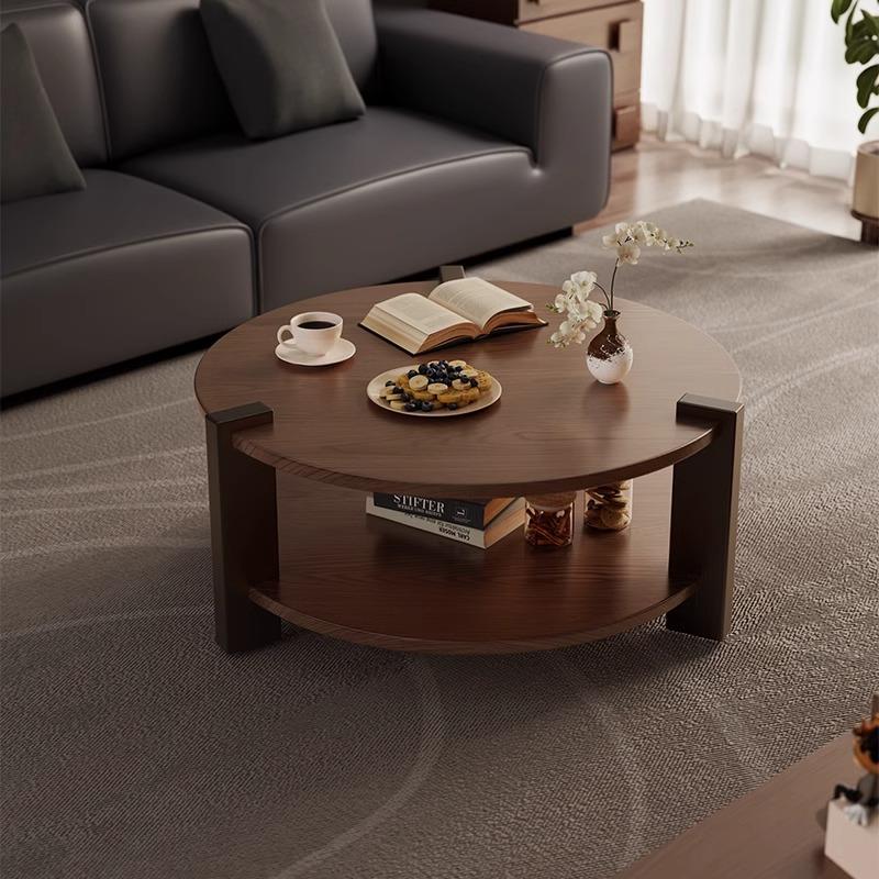 中古风实木茶几极简小户型客厅家用茶几茶台轻奢茶桌小圆桌边几