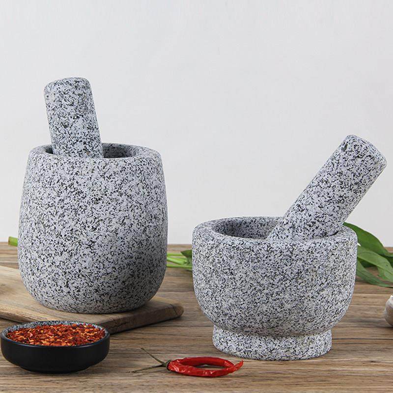 石臼家用蒜臼子压蒜器花岗岩压蒜器碎捣药罐捣蒜泥对窝石头研磨器