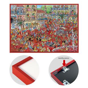 红色拼图框1000片番茄大战68*49cm相框画框装裱Jumbo拼图裱框定制