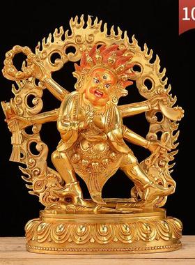 六臂玛哈嘎拉铜像家用现代铜10寸全鎏金居家用品大黑天