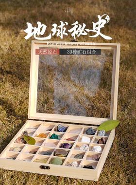 30种天然化石水晶矿石岩石摆件矿物宝石标本地质石头乔迁新居礼品