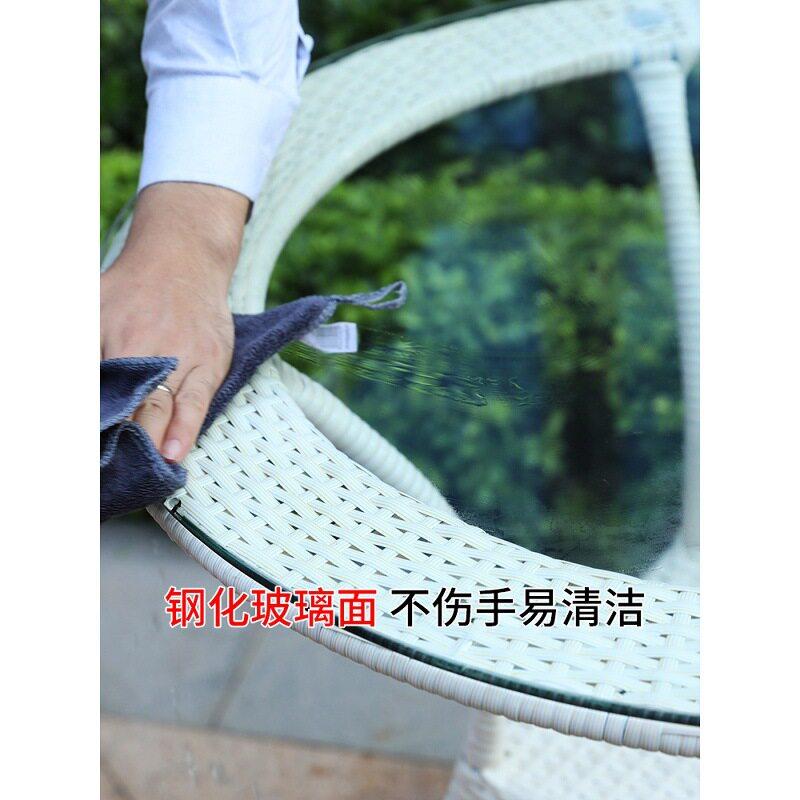 LBFHFC-098远茂户外网红阳台小桌椅一桌两椅白色藤椅藤编椅室外桌