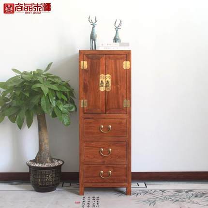 中式实木转角柜卧室香樟木收纳带门储物边柜现代简约客厅角落斗柜