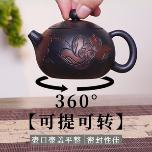 云南建水紫陶茶壶可提可转全手工家用单壶非紫砂坭兴瓷单功夫茶具