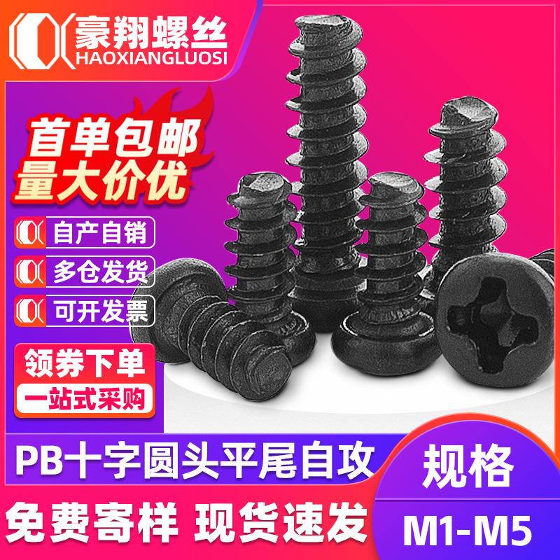 PB螺丝黑色圆头十字平尾自攻螺丝盘头自攻丝小螺钉M1M1.4M2M3M4M5
